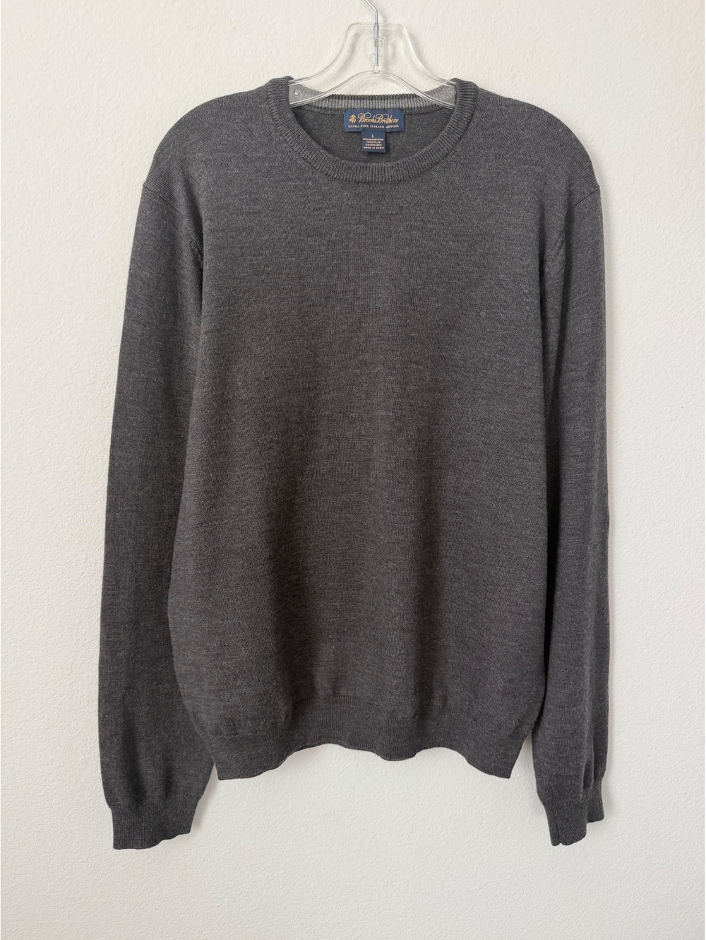 Brooks Brothers Long Sleeve Crew Neck Wool Blend Gray Sweater Men's Size L
